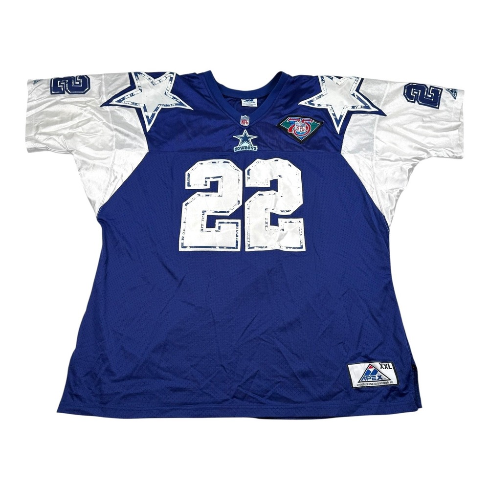 Vintage Dallas Cowboys Football Jersey Mens 2XL Blue NFL Apex One E Smith 22
